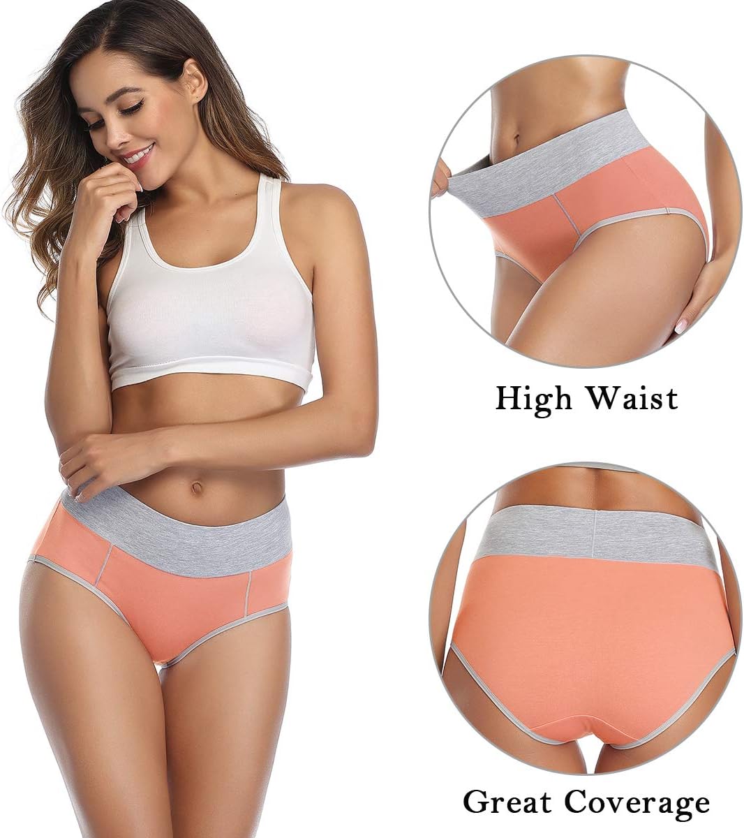 Detalle 2 de wirarpa Taillenslip Damen aus Baumwolle (5er Pack) – hoher Bund, atmungsaktiv