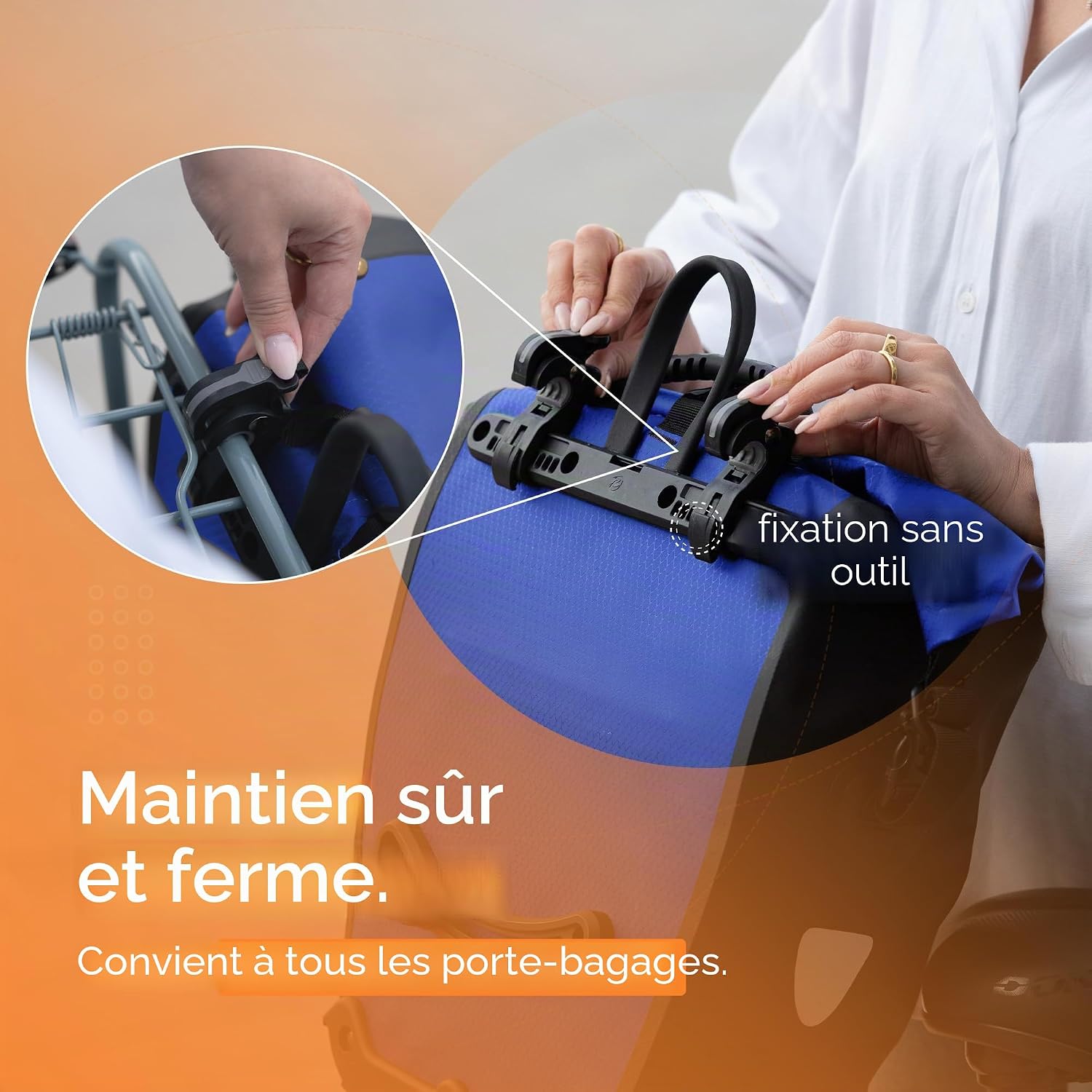Detalle de 2Radwerk Sacoche de vélo: Sacoche imperméable et polyvalente pour porte-bagages