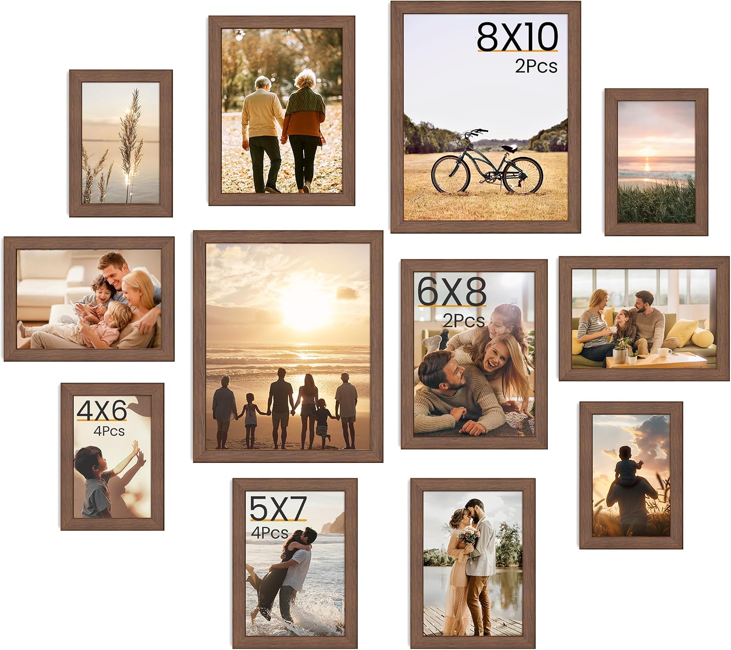 Detalle de Feihorrm Set of 12 Walnut Photo Frames 4x6-8x10