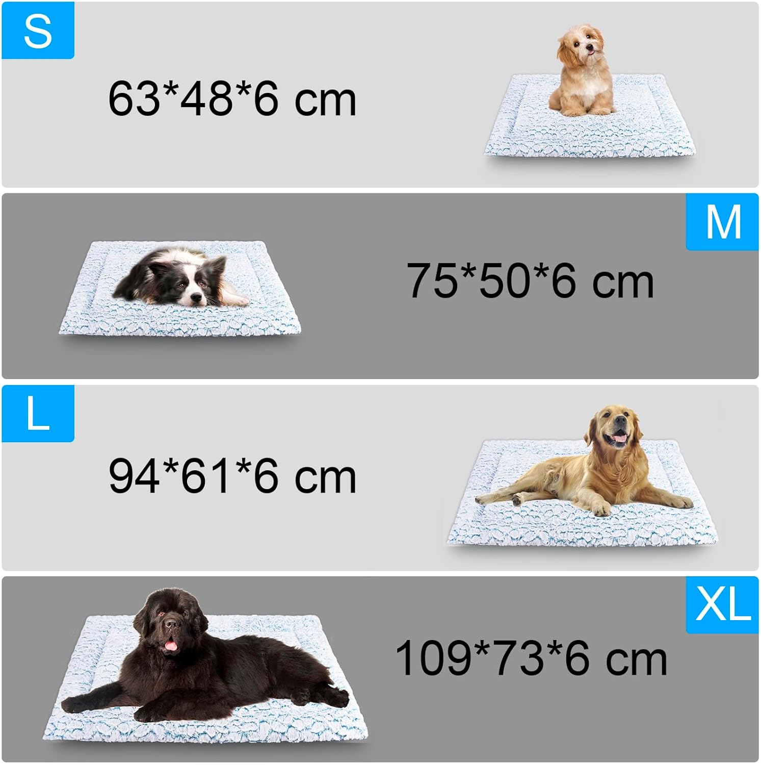 Thumbnail 4 de Aspand Coussin pour chien en peluche pour chien de grande et moyenne taille, bleu, 109 x 73 cm