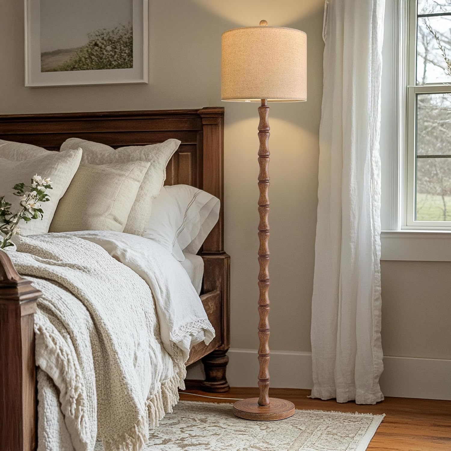 Detalle 2 de BOBOMOMO AMZ-F1241AT Farmhouse Floor Lamp, 62-Inch Resin Base