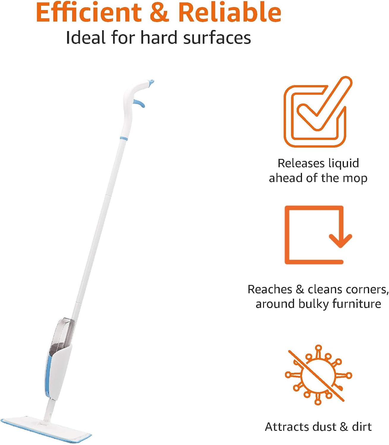 Thumbnail 2 de Amazon Basics Spray Mop with Reusable Microfiber Cloth (Blue & White)