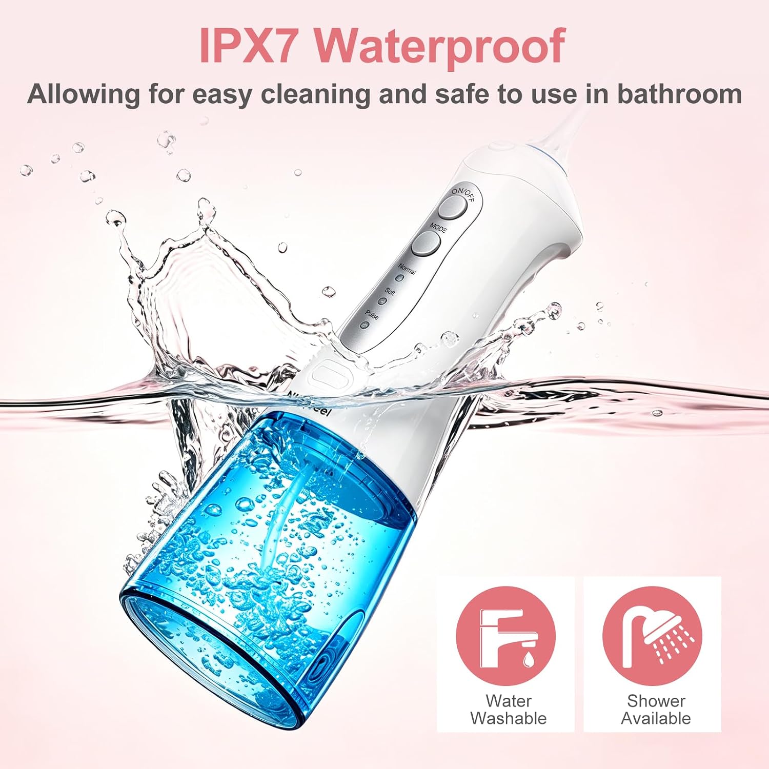 Thumbnail 6 de Nicefeel Cordless Water Flosser (300ml) with 4 Jet Tips, 3 Modes, USB Rechargeable, IPX7 Waterproof