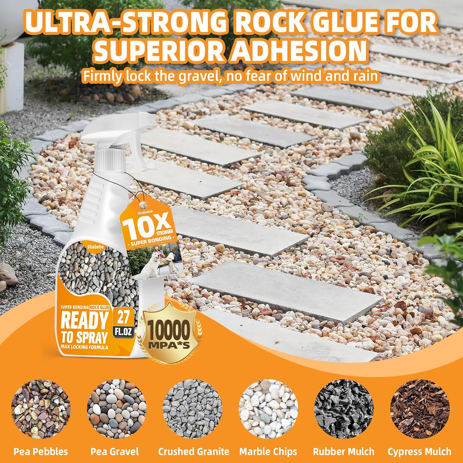Detalle de Shabebe Rock Glue, 27 oz Ready-to-Use Gravel and Mulch Binder with Sprayer