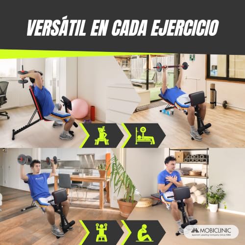 Detalle de Mobiclinic Banco de Musculación con Cintas de Resistencia, Plegable