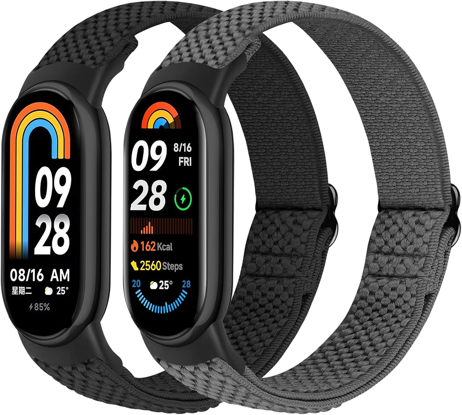 BTTNG Correa Elástica de Nylon para Xiaomi Smart Band 8/9/10 — 2 uds. Ajustables y Transpirables