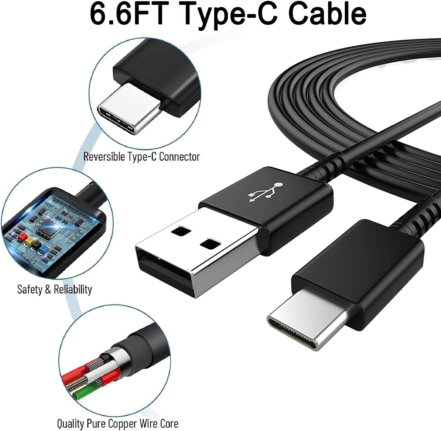 Thumbnail 4 de 15W USB Fast Adapter Charger Plug for Samsung (2-Pack) with Type C Cable