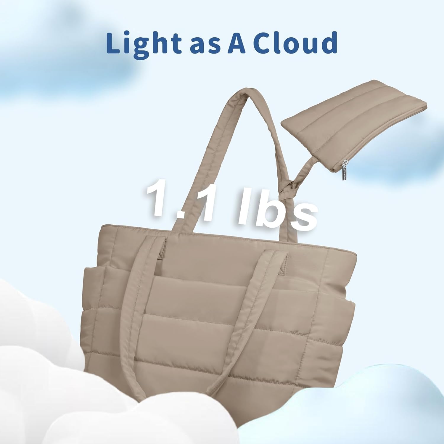 Detalle 2 de TOPDesign Puffer Tote Bag for Women: Lightweight Quilted Work & Travel Shoulder Bag with Compartments