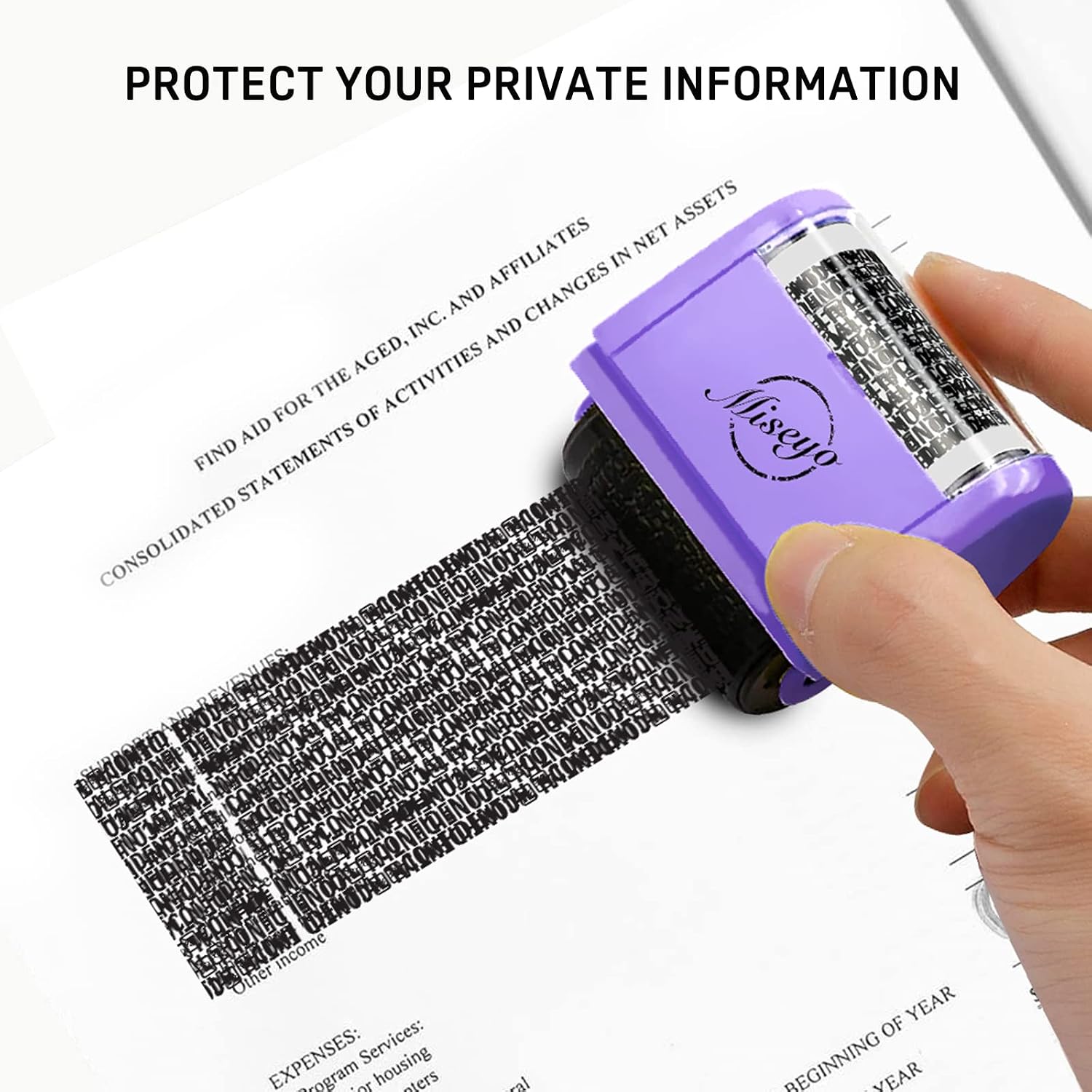 Detalle 2 de Miseyo Wide Identity Theft Roller Stamp 1.5in