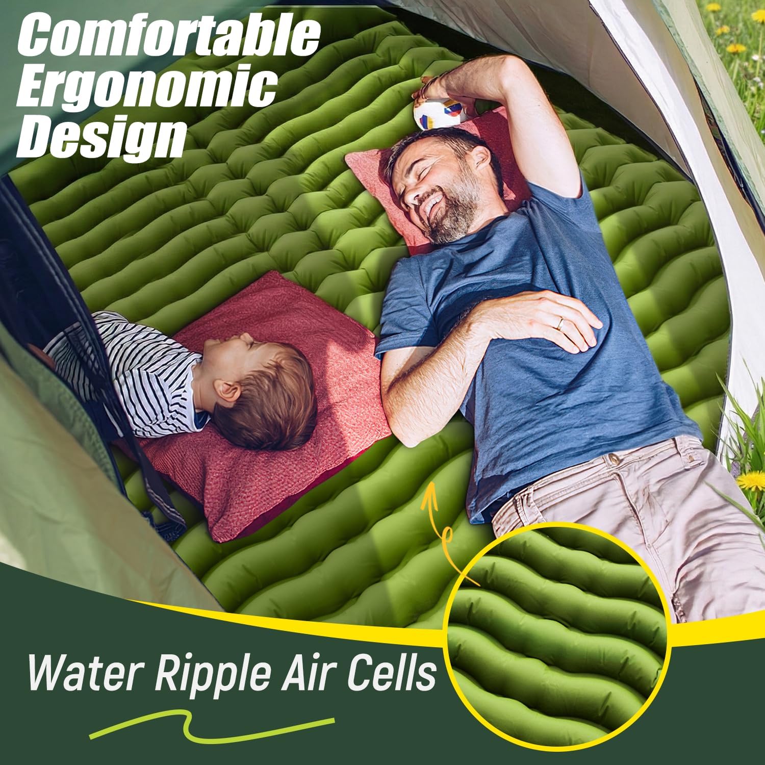 Detalle 2 de Yuzonc Double Sleeping Pad - Self-Inflating 4" Thick for Two