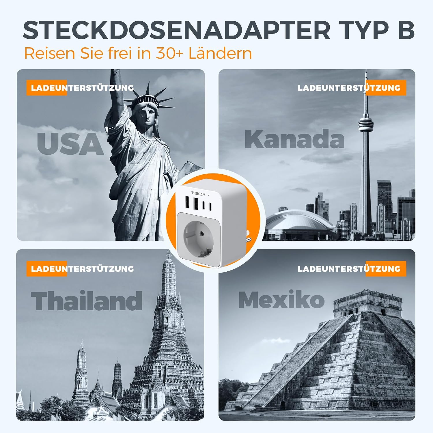Thumbnail 2 de TESSAN USA Adapter Steckdose