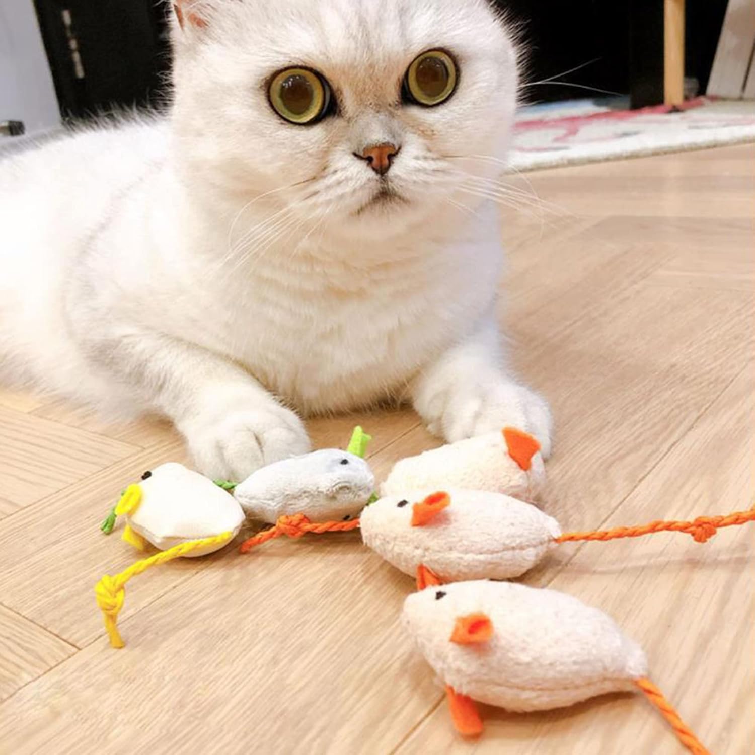 Detalle de KTL 6 Pièces Souris Herbe à Chat – Peluches Colorées et Drôles pour Chat et Chaton