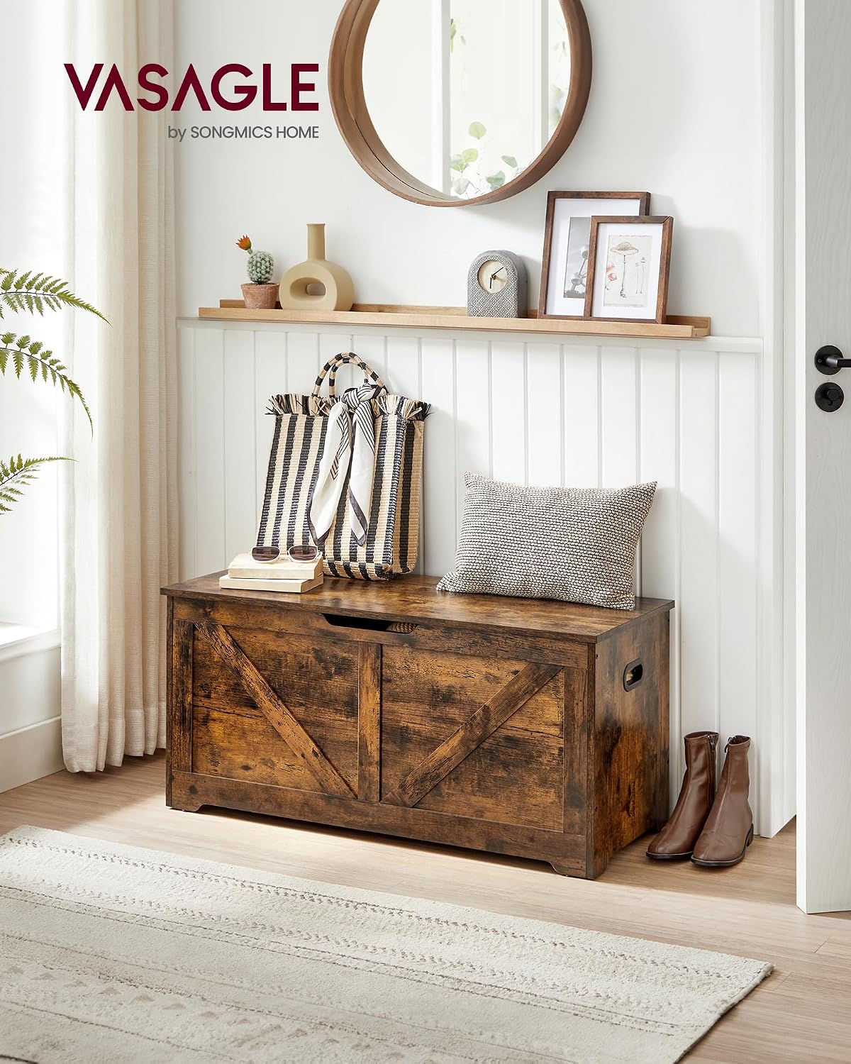 Detalle 2 de VASAGLE cassapanca LSB060T01, pouf 100 kg