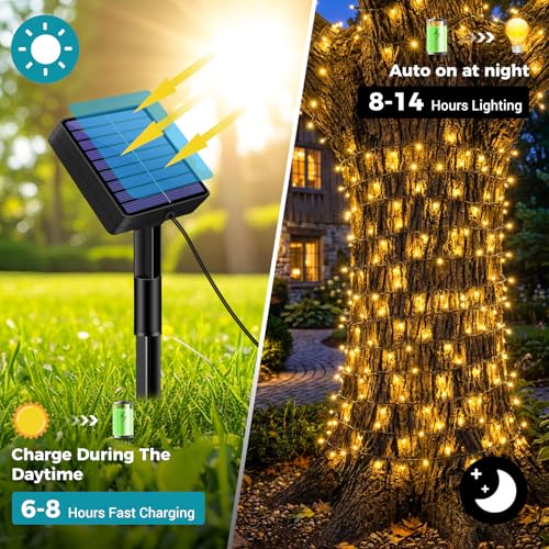 Detalle 2 de kolpop Solar Lichterkette Outdoor 12M – wetterfest, 120 LED, 14 m Gesamtlänge