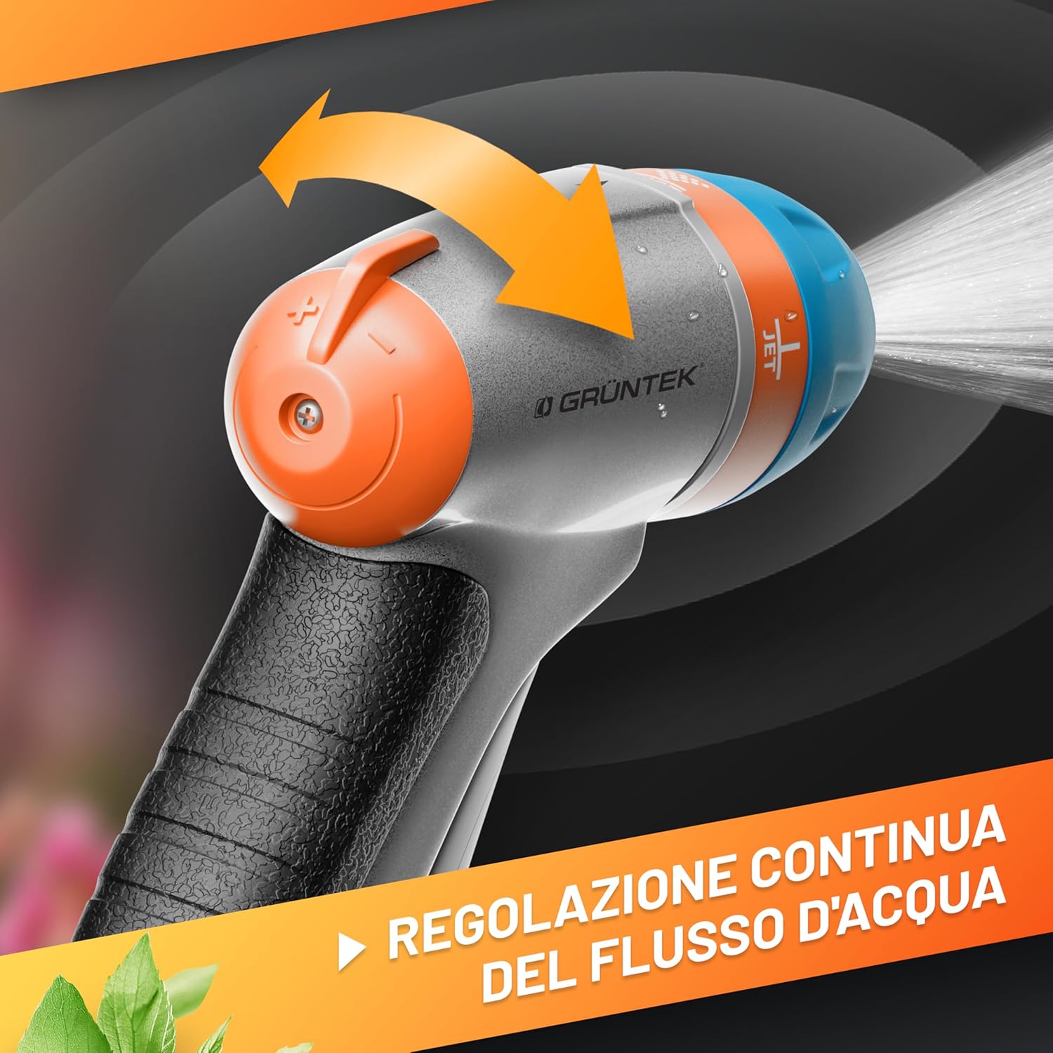 Detalle de GRÜNTEK Pistola da giardino in metallo regolabile