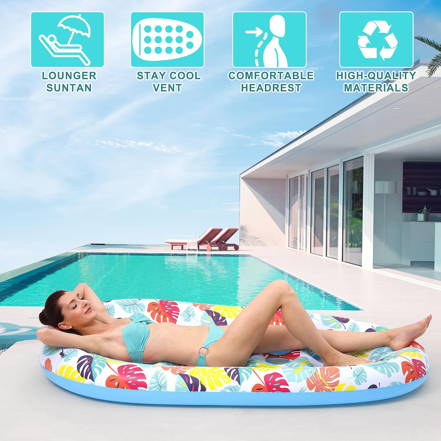 Detalle de 2 Pack Instaywell Extra-Large Pool Floats Lounger for Adults