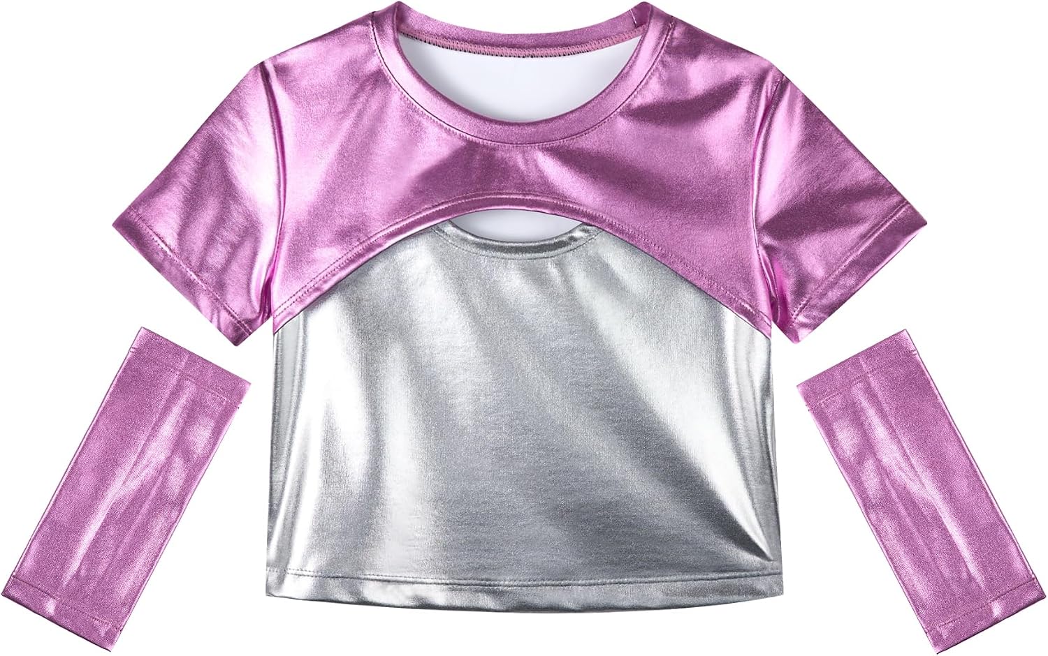 Detalle de LOLANTA I02004 metallic crop top voor meisjes met vingerloze handschoenen