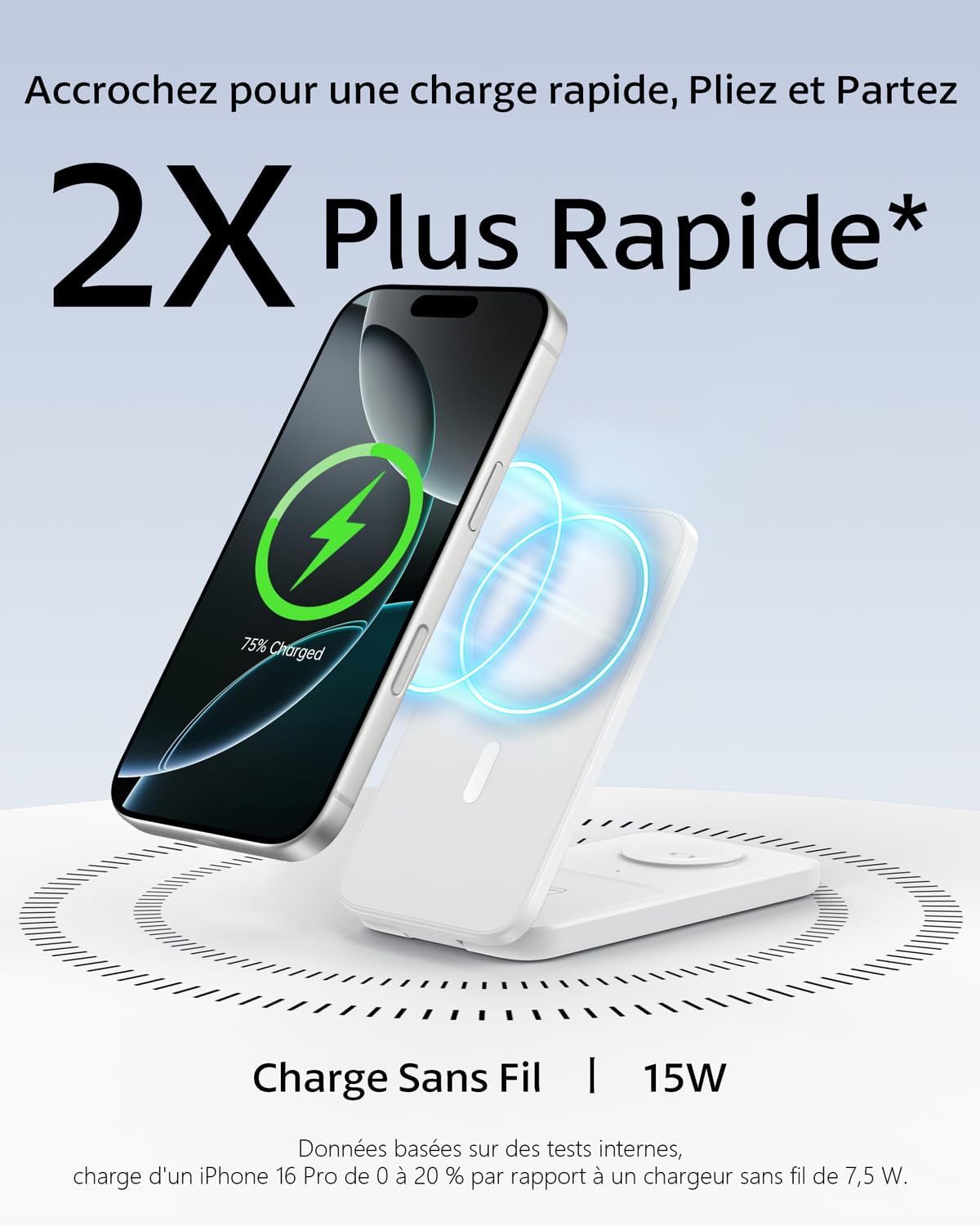 Thumbnail 1 de Chargeur Induction iPhone 3 en 1 XNYAND : station MagSafe compacte pour iPhone, Apple Watch et AirPods