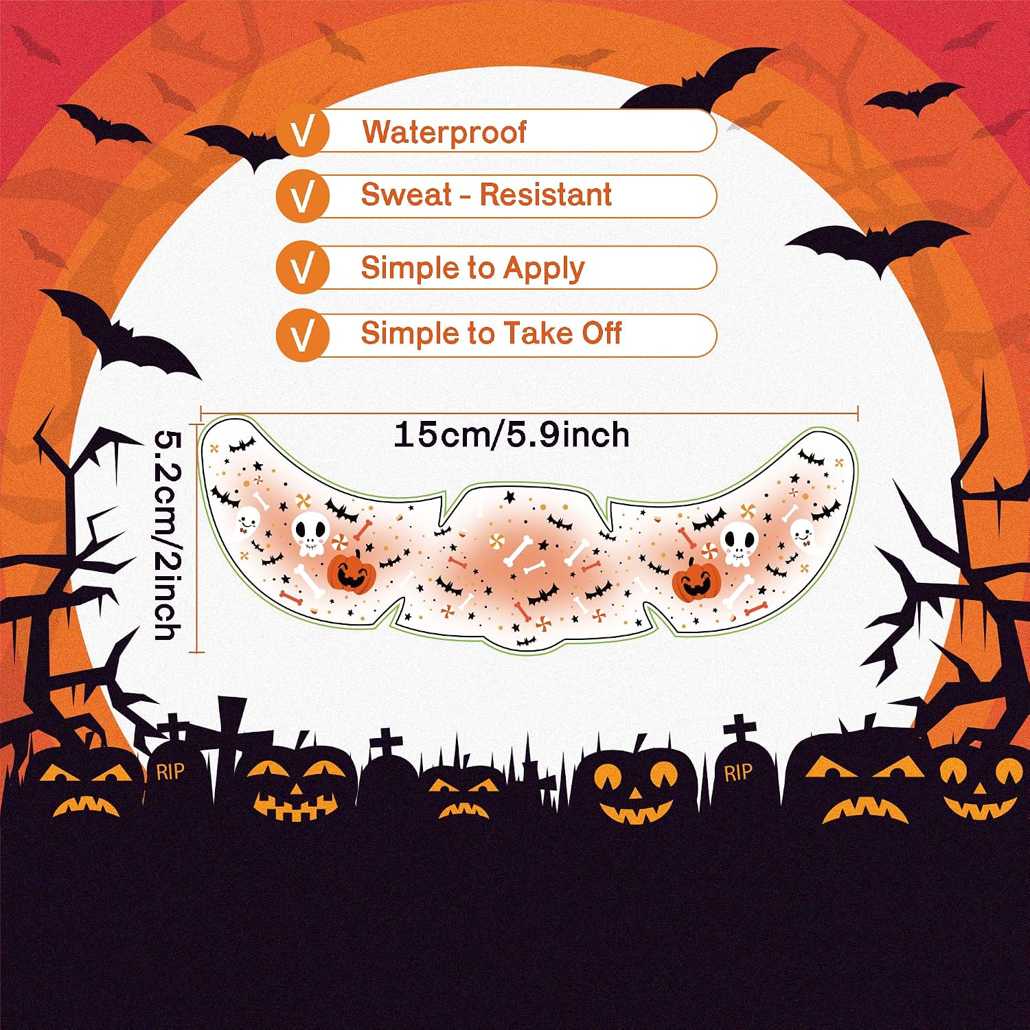 Detalle 2 de Halloween Face Tattoos 9-Pack
