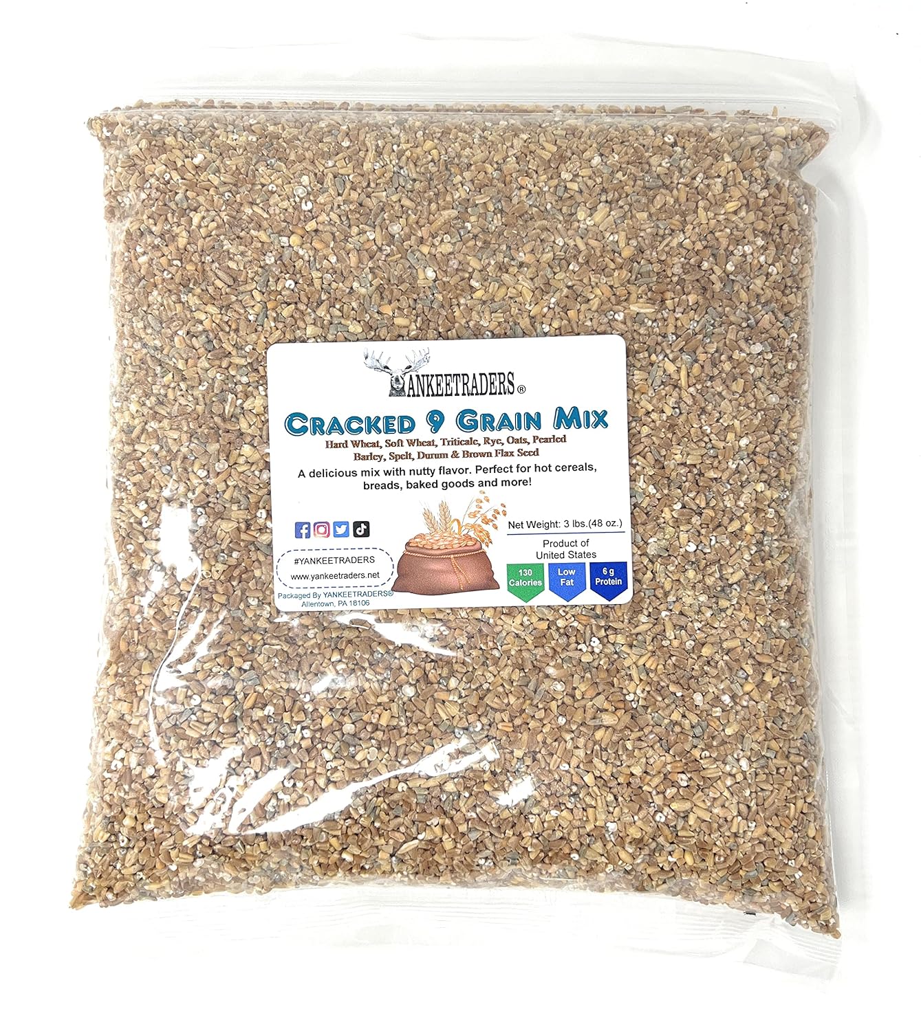 Detalle de YANKEETRADERS 9 Grains Cracked Mix, 44-Ounce Bulk Bag for Cereal & Baking