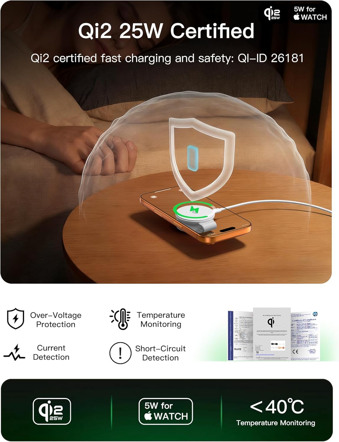 Thumbnail 6 de Station de charge magnétique 2-en-1 Qi2 25 W (pliable) pour iPhone, Apple Watch et AirPods