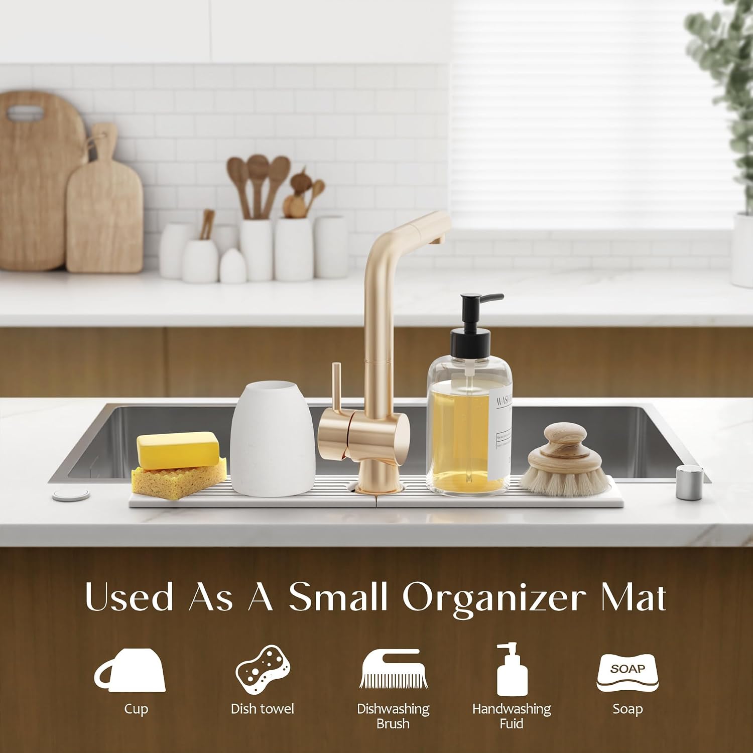 Detalle de eormoe Diatomite Faucet Mat for Kitchen Sink, 23.6 x 3.9-Inch