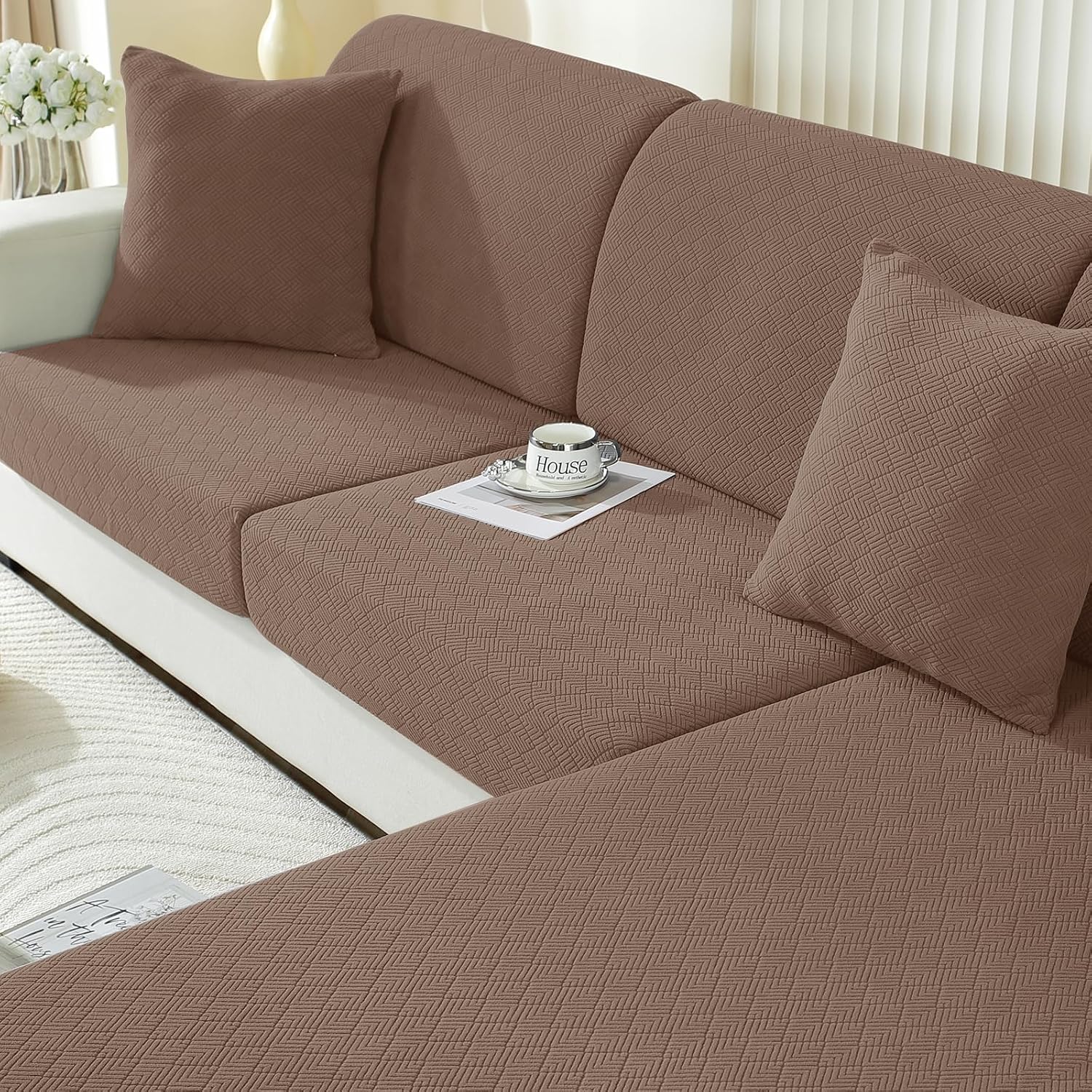 Detalle de Ystyle Funda Asiento Sofa Elástico 1 asiento, Marrón