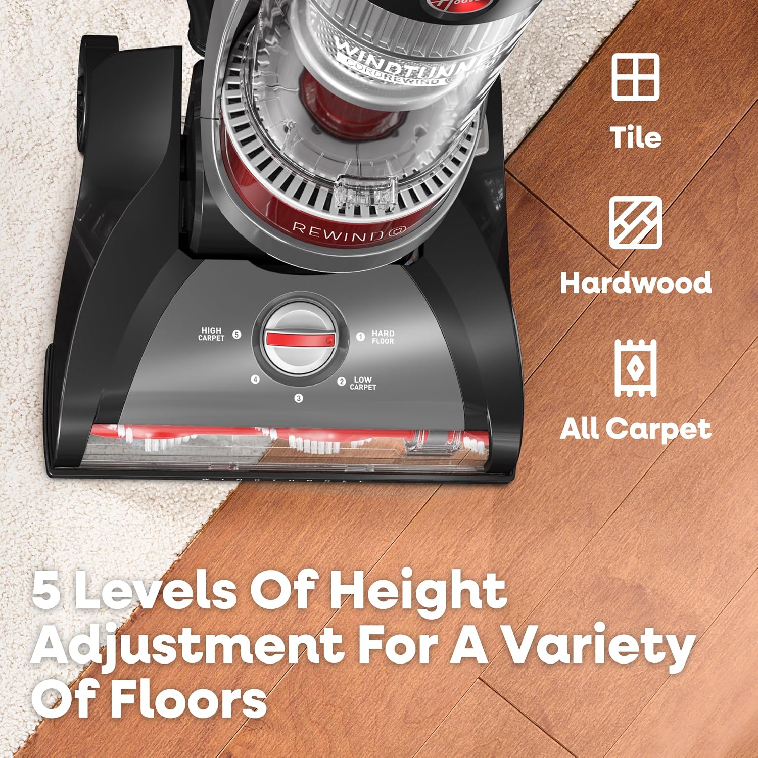 Thumbnail 3 de Hoover WindTunnel Cord Rewind Pro bagless corded upright vacuum with automatic cord rewind