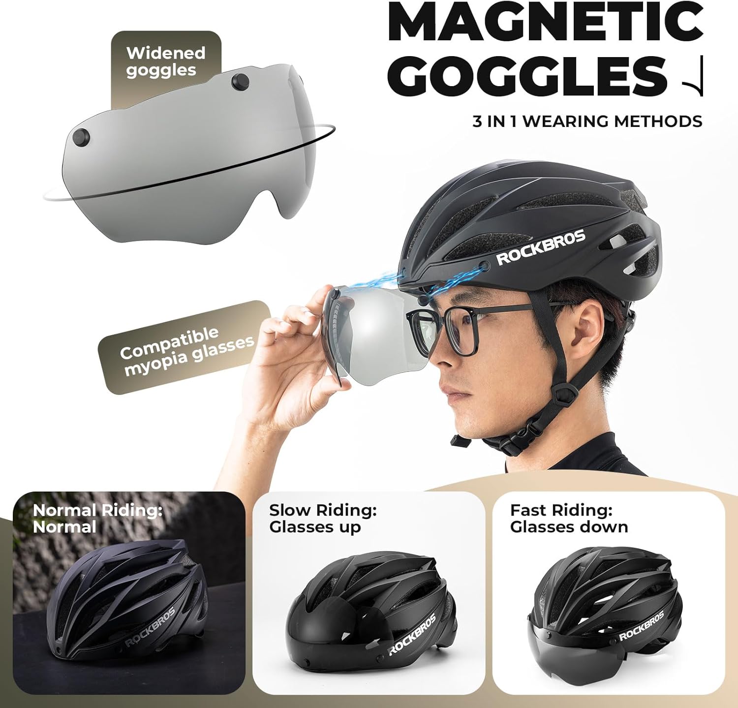 Detalle 2 de RockBros Casco Bici Staccabile Occhiali