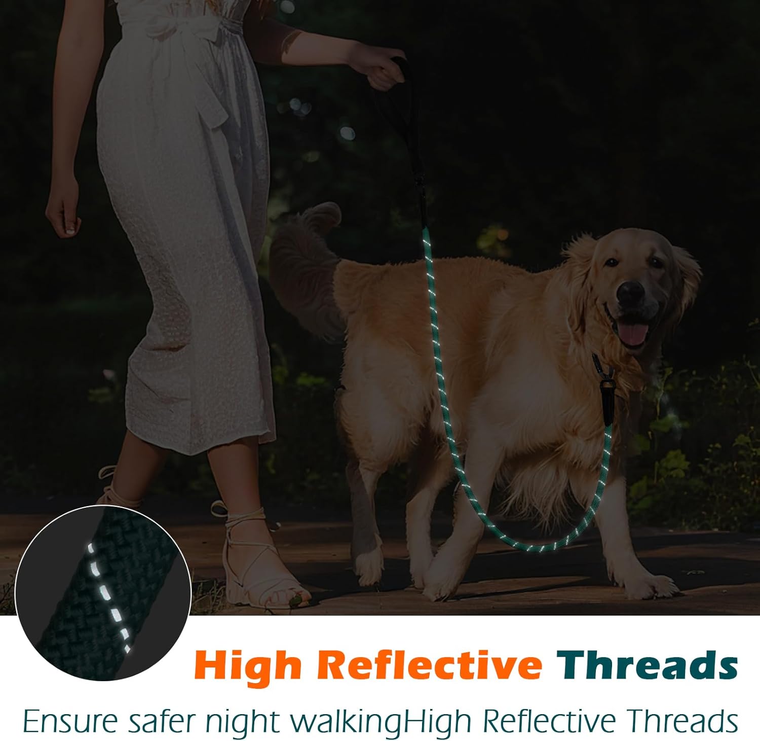 Thumbnail 3 de PetBonus Rope Dog Lead (1.5 m) Heavy Duty Nylon Rope with Auto-Locking Aviation Aluminium Carabiner – Turquoise