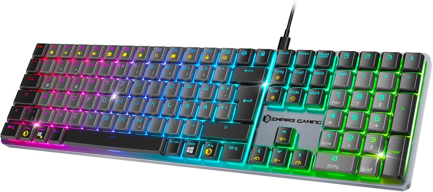 Thumbnail 6 de EMPIRE GAMING K243 – schlanke Low-Profile mechanische Gaming-Tastatur mit MX Red, USB‑C (abnehmbar) & RGB