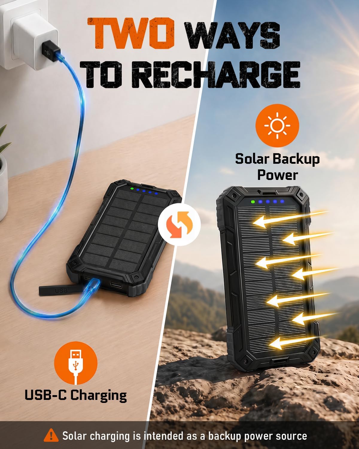 Thumbnail 5 de wongkuo M300 Solar Power Bank, 49,800mAh, Qi Wireless Charging, Built-In Cables