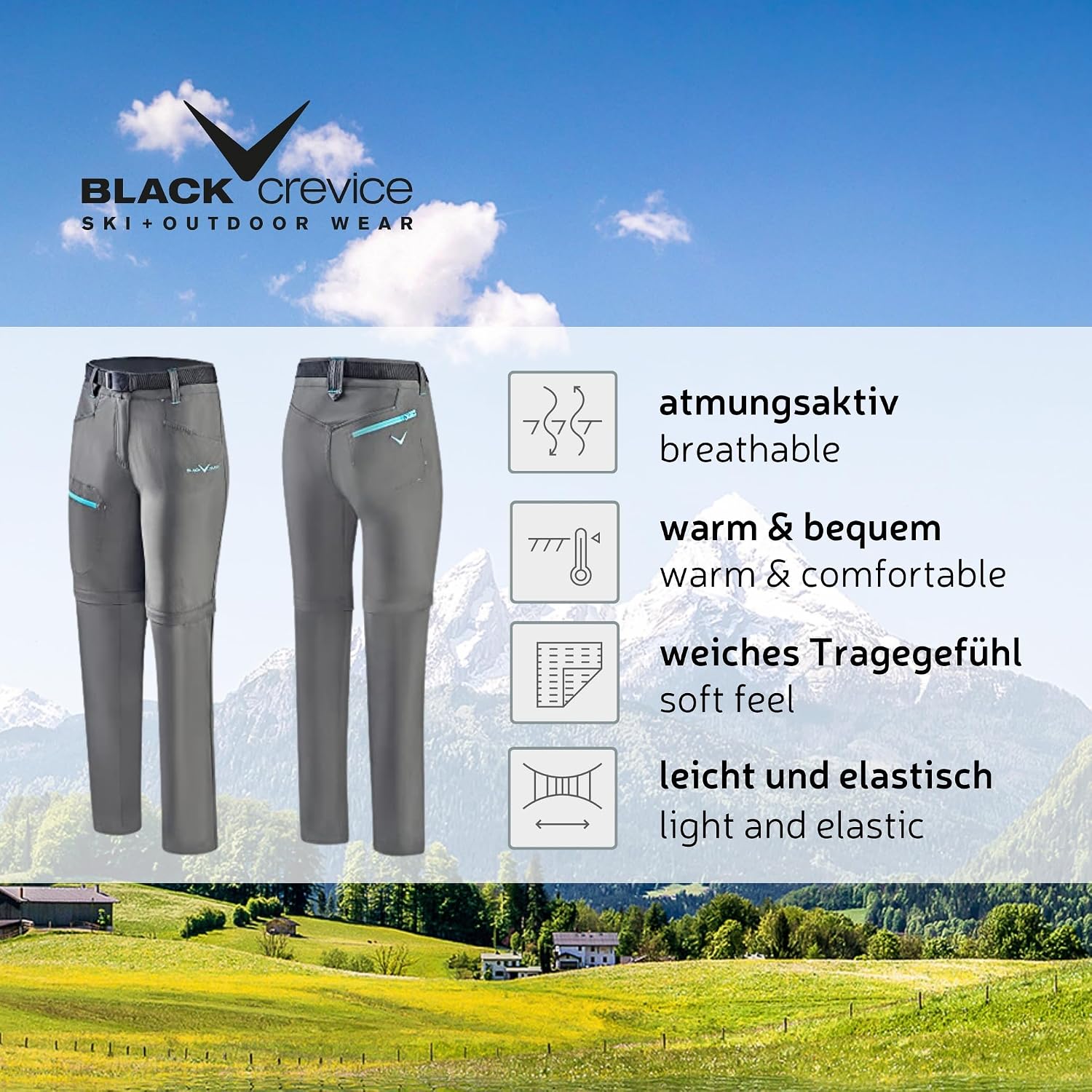 Detalle de Black Crevice pantalon trekking zippé femme
