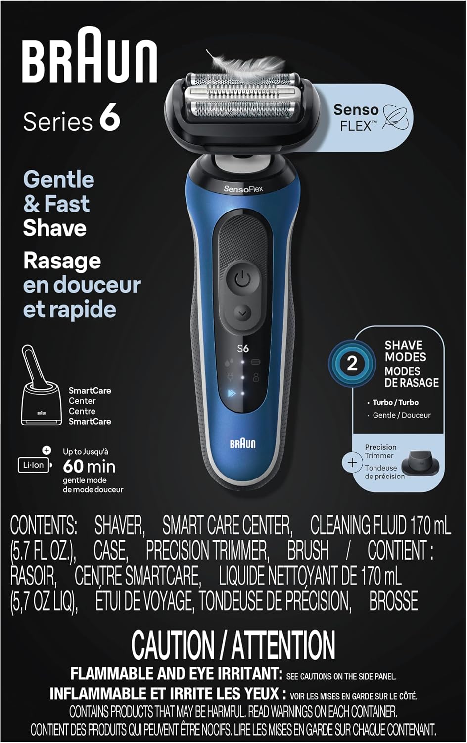 Thumbnail 6 de Braun Series 6 62-B7200cc Electric Shaver, Wet/Dry with Precision Trimmer
