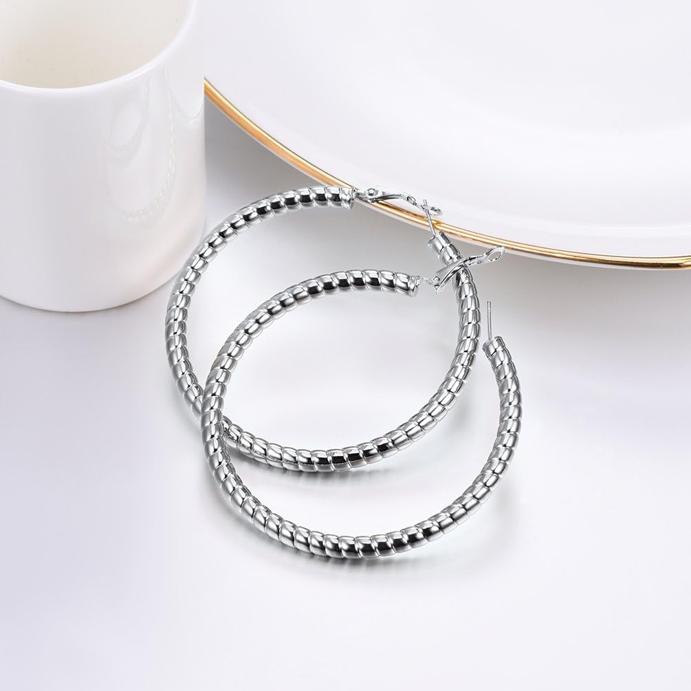 Detalle de PROSTEEL Boucles d’oreilles créoles femme en acier inoxydable 316L (diamètre 25/40/70 mm)