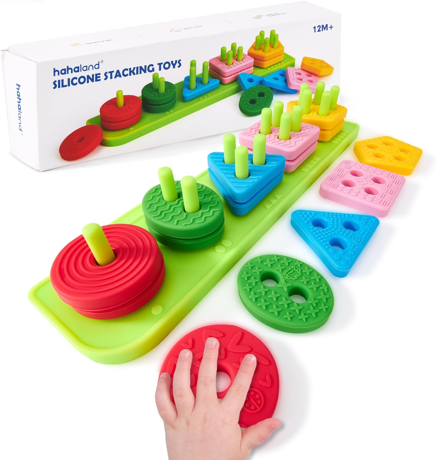 Detalle de Hahaland Montessori Stapelspiel aus Silikon ab 12 Monaten
