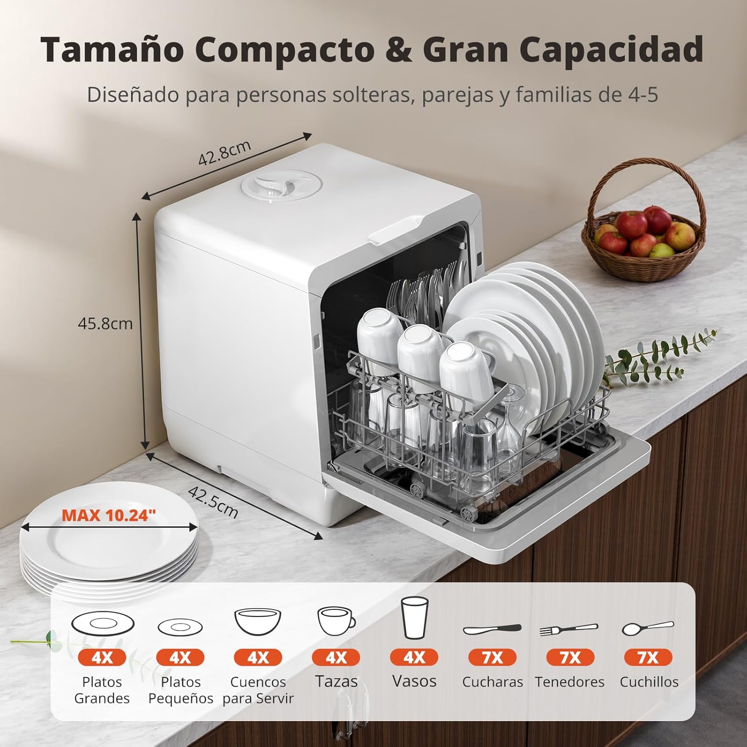 Detalle 1 de AIRMSEN TDQR09 mini lavavajillas 5L