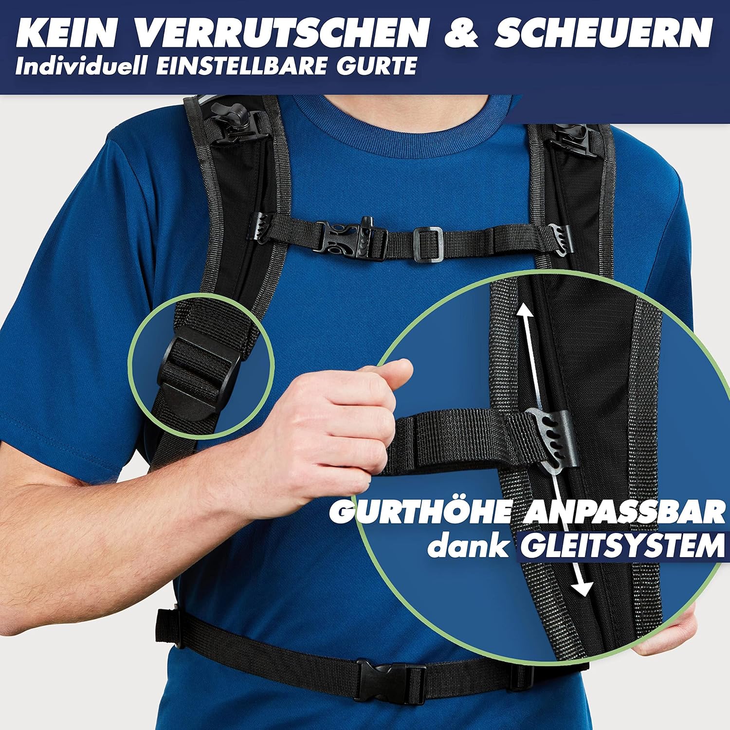 Detalle 2 de SASMO Trinkrucksack schwarz mit Thermofach und Trinkblase 2 l (6 l)
