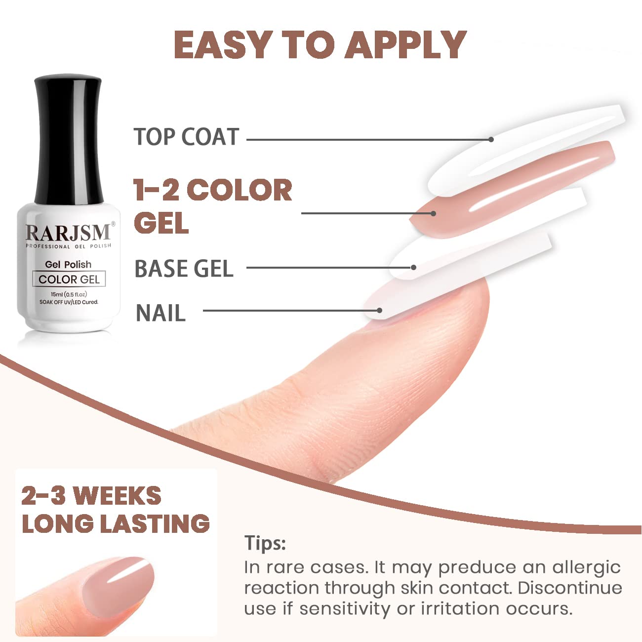 Thumbnail 6 de RARJSM Jelly Pink Sheer Gel Nail Polish, 15ml UV/LED-Cured