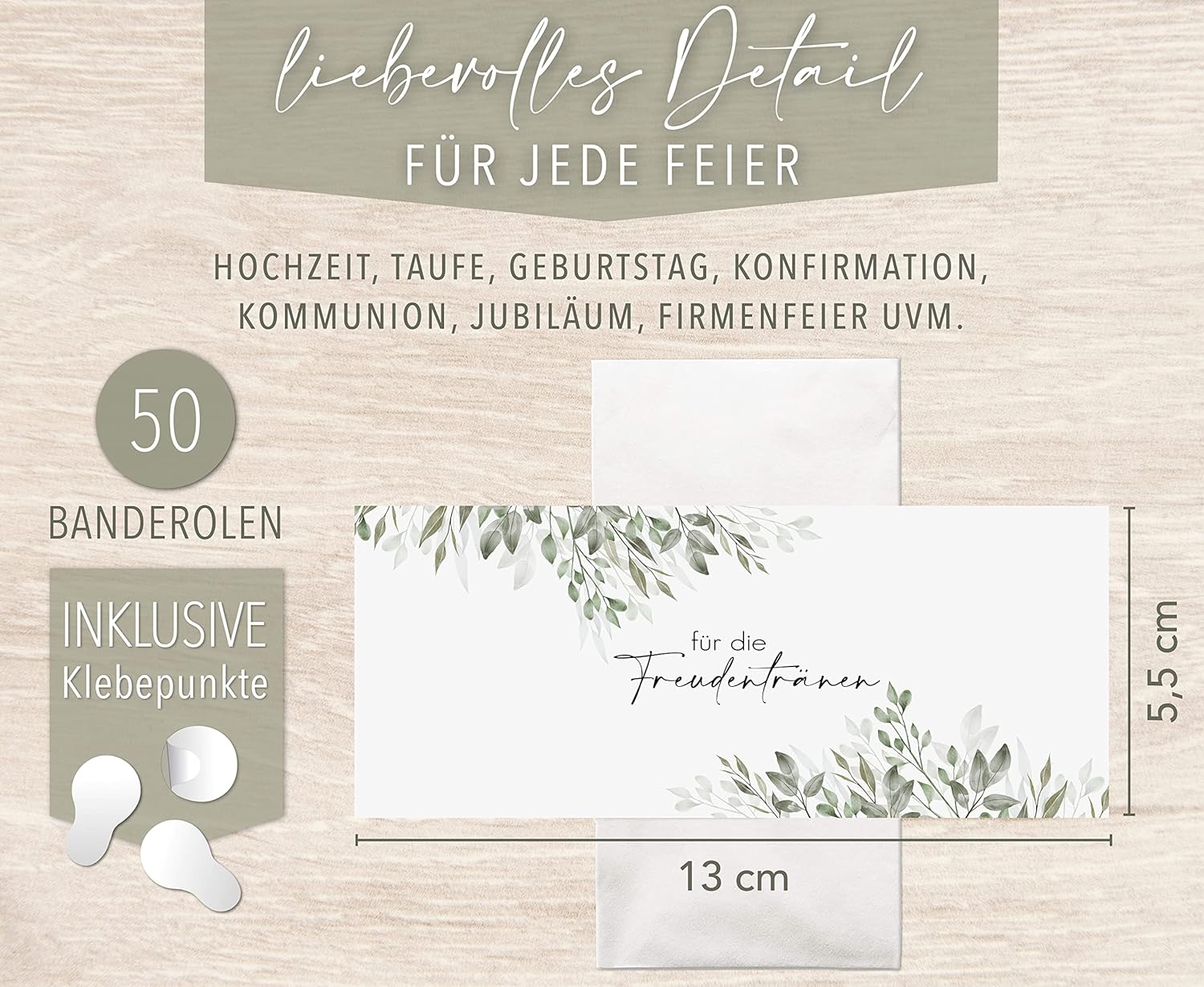 Thumbnail 1 de AirDesign Air & Love Freudentränen-Taschentücher mit Klebepunkten – 50 Stück, Blumendesign