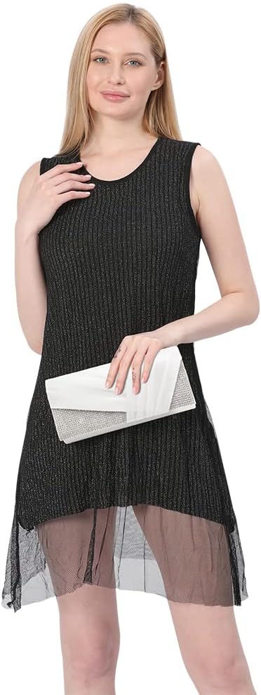 Thumbnail 1 de Wiwsi Women's Satin Clutch Bag with Diamante Crystals – Elegant Evening Handbag