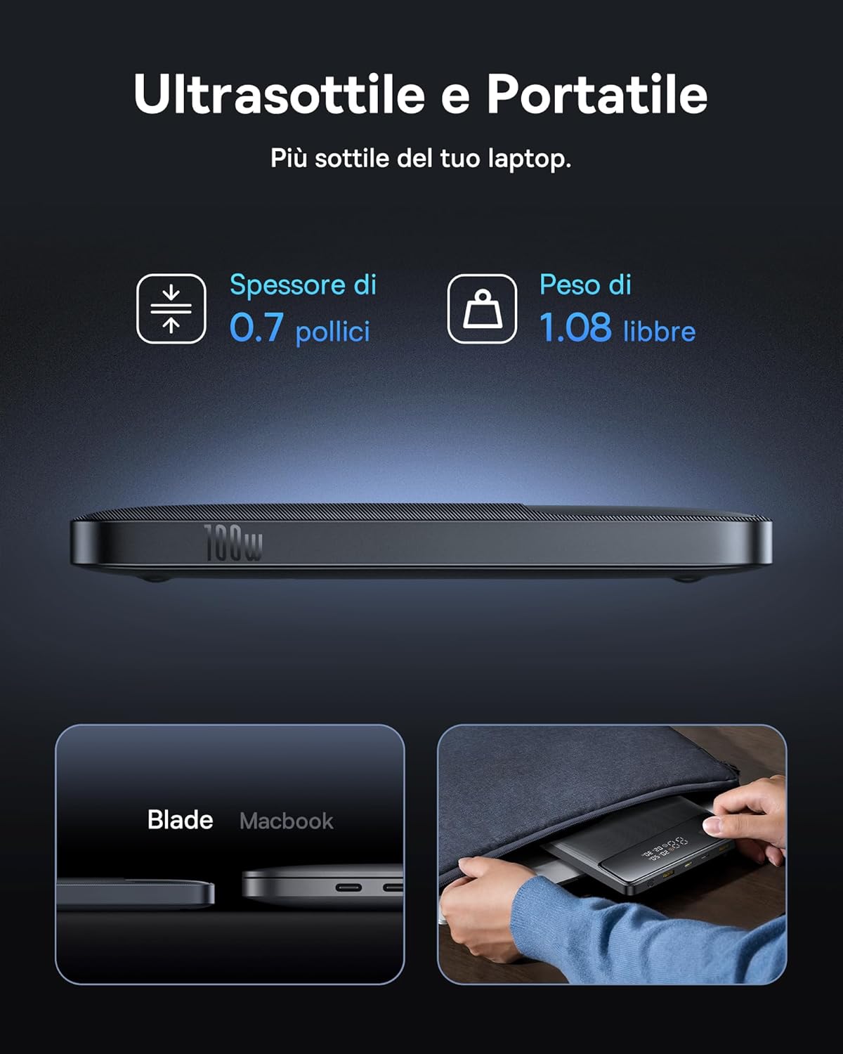 Thumbnail 4 de Baseus Powerbank 20000 mAh 100 W PD sottile Blade H1 per laptop e smartphone