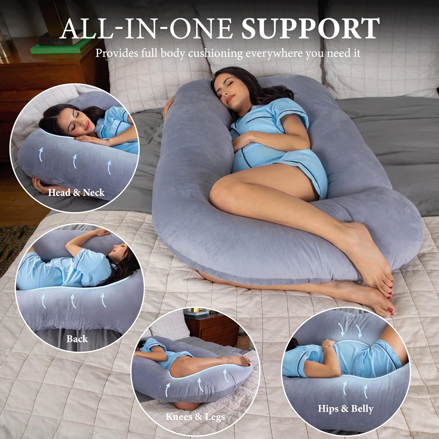Thumbnail 1 de Maternidream U-Shaped Pregnancy Pillow with Plush Removable, Machine-Washable Cover