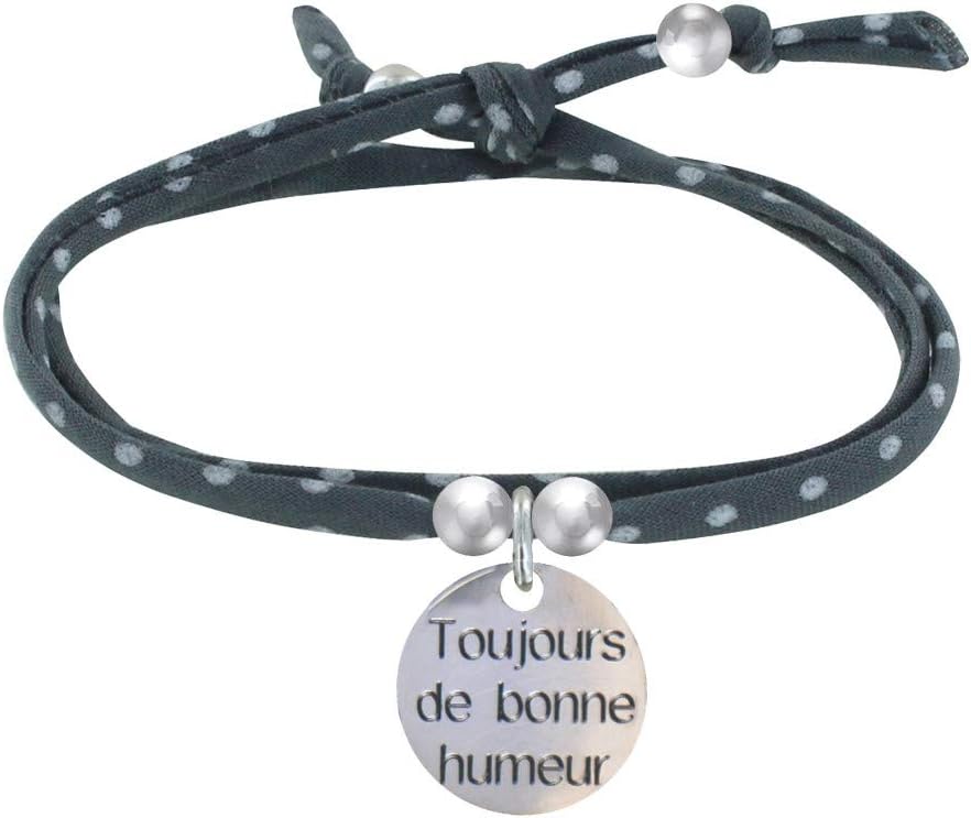 Thumbnail 5 de Les Poulettes Bijoux bracciale in argento 925 con doppio collegamento liberty e medaglia Toujours de Bonne Humeur