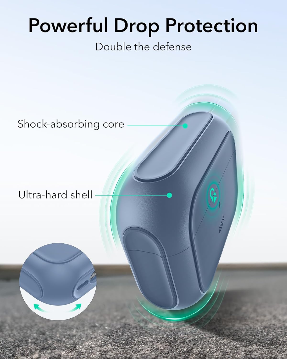 Detalle 2 de ESR Coque pour AirPods Pro 3 (2025) compatible MagSafe avec cordon de transport – Bleu foncé