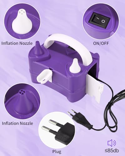 Detalle de Inflador de globos eléctrico Yulado 400W: bomba portátil de doble boquilla para fiestas