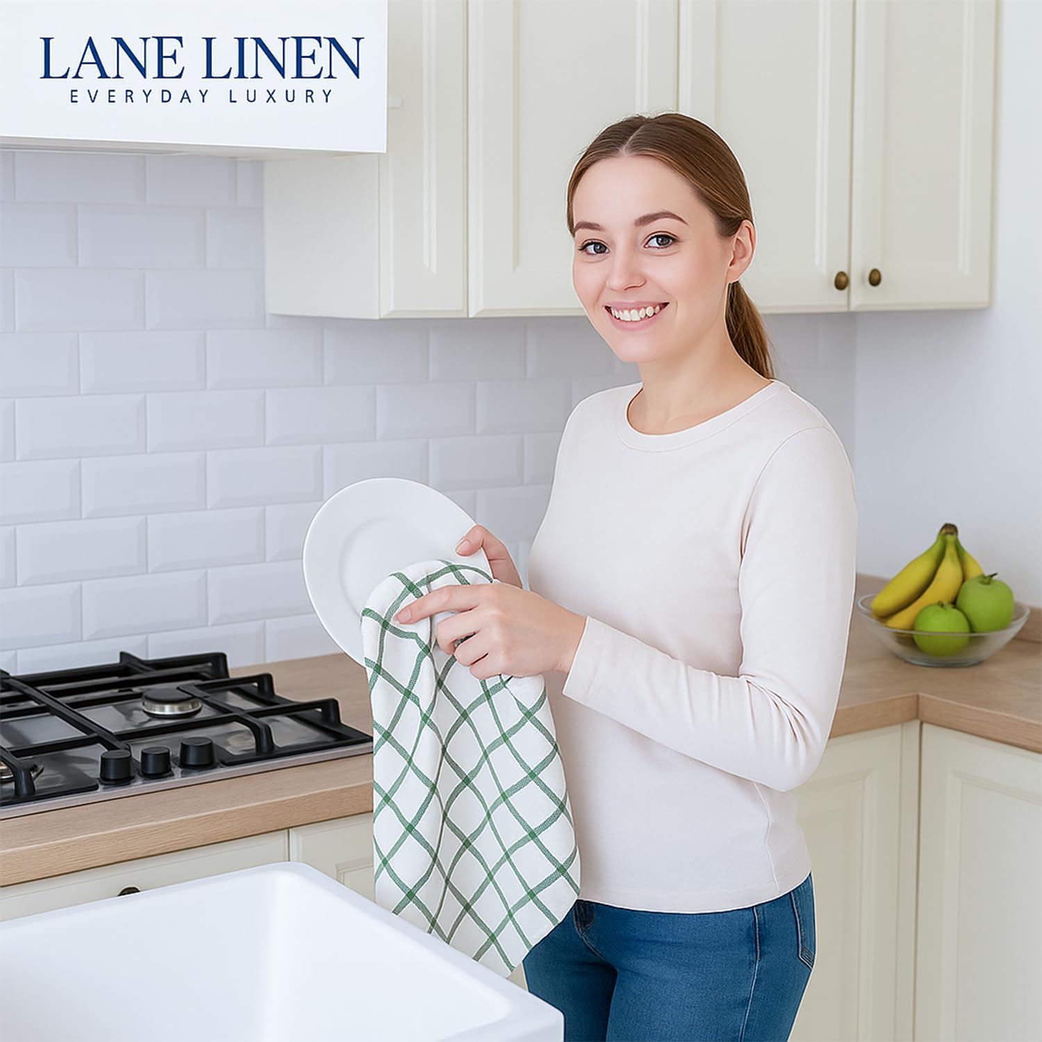 Thumbnail 3 de LANE LINEN Cotton Kitchen Towels 18"x28"