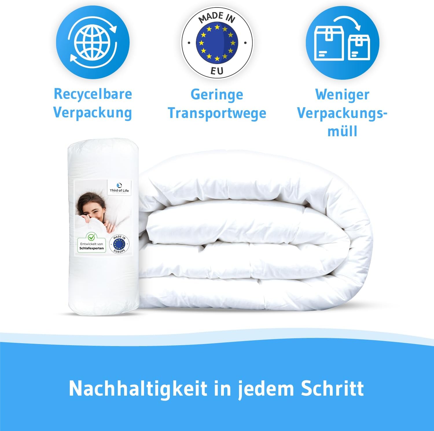Thumbnail 6 de Verda Kinderbettdecke 100x135 cm aus recyceltem PET – sommerleichte, thermoregulierende Steppdecke