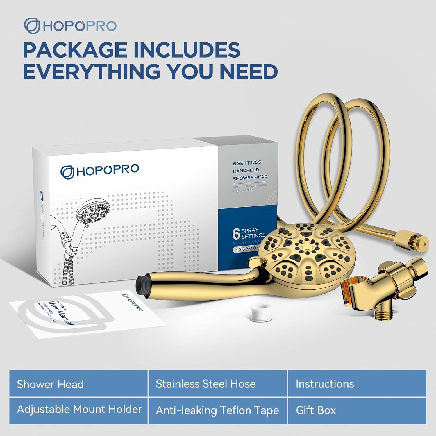Thumbnail 6 de HOPOPRO Handheld Showerhead Set