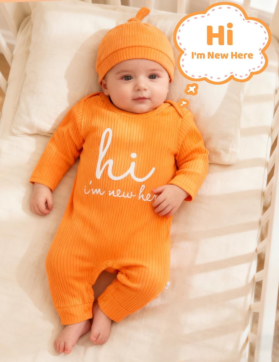 Detalle de KIDDLETOWN Schlafanzug Baby – 3er Set Strampler (0–3 Monate) mit Hut & Handschuhen